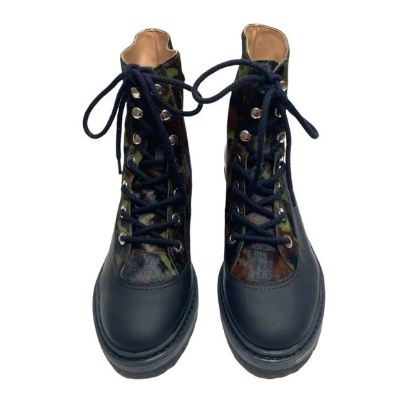 NIB SHUTZ JUNGLE ARMY MAFADA CALF HAIR LEATHER COMBAT BOOTS/BOOTIES SZ: 7.5 / 8 - Picture 6 of 14